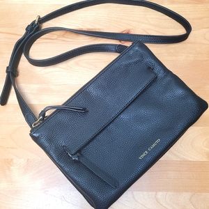 VINCE CAMUTO | Black Leather Crossbody with Gold Hardware